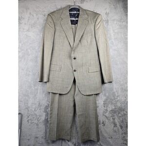 VTG Polo Ralph Lauren Suit Mens 42R / 34x30 Gray Glen Plaid Union Made in USA